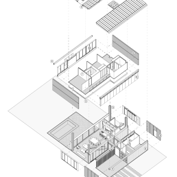 projeto, arquitetura, casa, prefabricada, estrutura metalica, bim