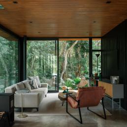cornetta arquitetura, projeto, casa, campo, madeira, concreto aparente, natureza, mata, floresta, bosque