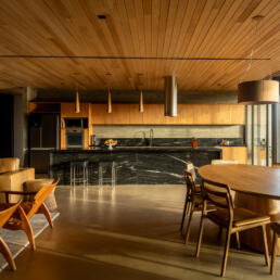 projeto, casa, moderna, minimalista, elegante, estrutura metalica, concreto, madeira, cozinha, ilha, gourmet