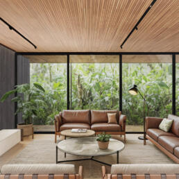 projeto, arquitetura, interiores, casa, sala de estar, moderna, minimalista, minimalismo, sugi ban, madeira, concreto aparente