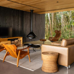 casa, escandinava, bosque, madeira, concreto, cimento queimado, microcimento