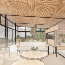 casa de campo, moderna, estrutura metalica, ambientes integrados, teto, madeira