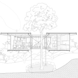 projeto, arquitetura, casa, suspensa, estrutura metalica,