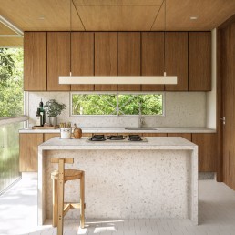 projeto, arquitetura, casa, suspensa, estrutura metalica, cozinha, bancadas claras, brancas